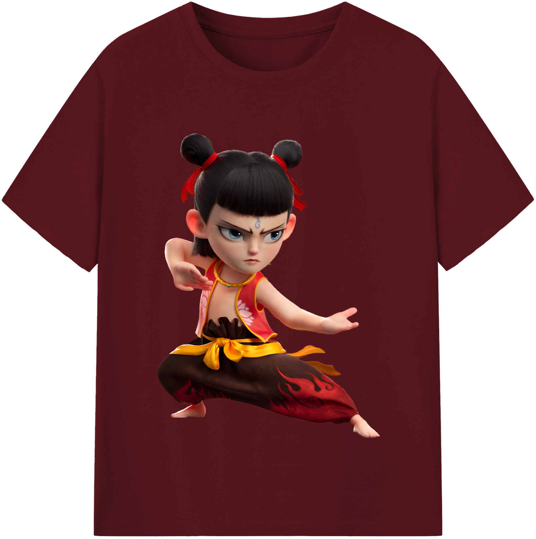 （画像用） Ne Zha 2 ナタ 魔童の大暴れ 綿100％半袖Tシャツ（フロントプリント）